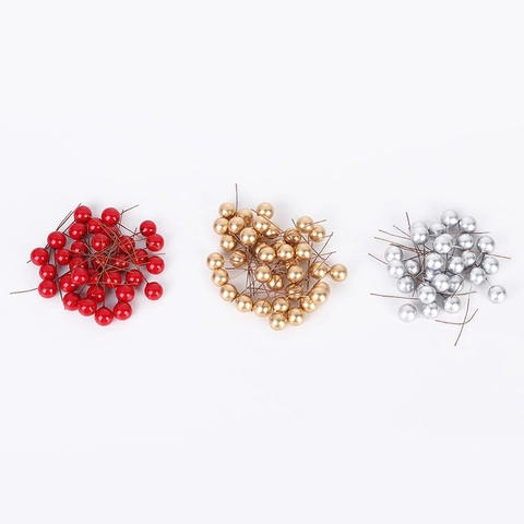 Artificial Berry Stems Metallic Mini Balls PVC Foam Christmas Decoration DIY Crafts Floral Arrangement Wedding Party