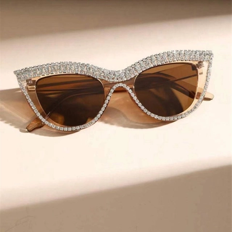 Gafas De Sol Ojo De Gato Diamantes De Imitación Oversize Protección UV400 Cristal Adornado Moda Fiesta Retro Punk Mujeres