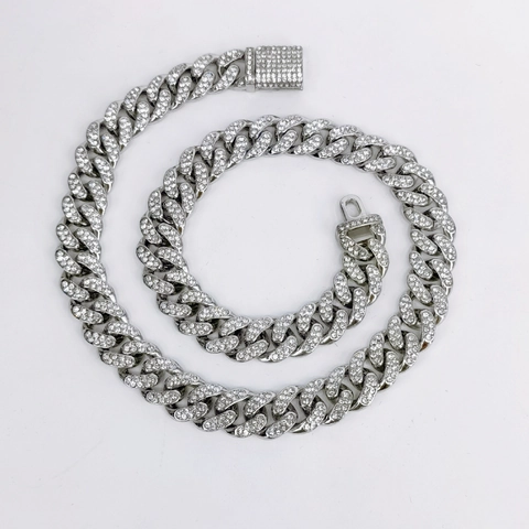 Collar De Cadena Cuban Link Aleación Strass Iced Out Hip Hop Rapper Streetwear Joyería Unisex