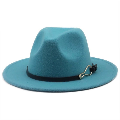 Wide Brim Fedora Hut Vintage Jazz Cap Wollfilz Mit Gürtelschnalle Mode Accessoires Für Damen Und Herren