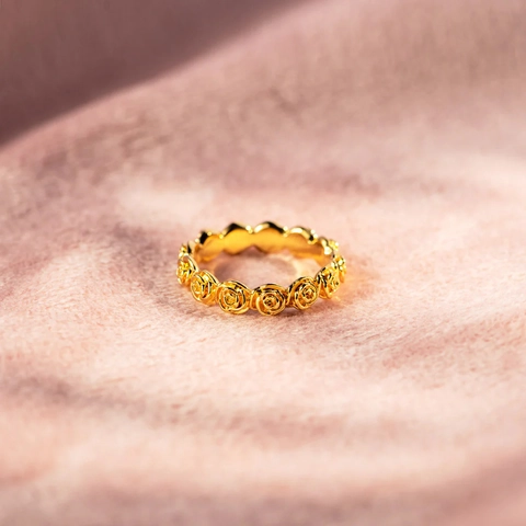 S925 Sterling Silver Rose Flower Ring For Women Elegant Gold Plated Floral Band Statement Ring Fashion Jewelry Gift