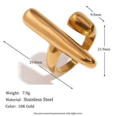 Minimalistische Roestvrijstalen Ring Met 18K Goudlaag Voor Vrouwen Creatief Geometrisch Rond Staafontwerp Mode Sieraden