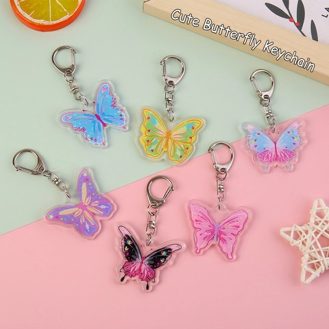 Carino Portachiavi Farfalla Acrilico Ciondolo Colorato Per Zaino Custodia Auricolari Ornamento Ragazza Accessorio