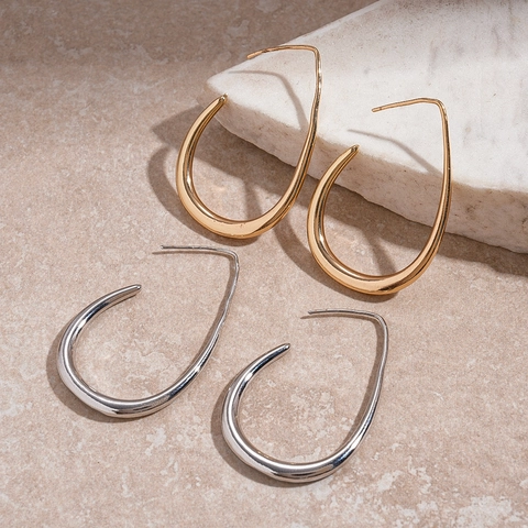 Orecchini A Gancio A Goccia Metallici Rame Minimalista Goccia D'acqua Gioielli Per Donna Accessorio Elegante Semplice