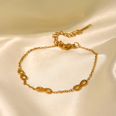 Infinity Symbol Armband 18K Vergoldet Edelstahl Verstellbare Feine O-Kette Minimalistischer Trendiger Schmuck Für Frauen