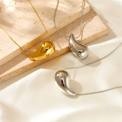 Collana Con Pendente A Goccia D'acqua Acciaio Inossidabile Lucidato A Specchio Gioielli Minimalisti Accessori Per Donna
