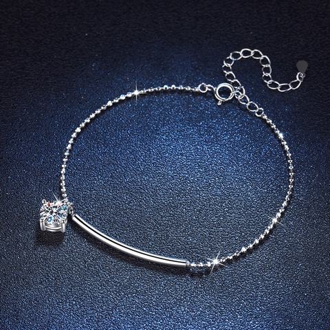 S925 Sterling Zilveren Moissaniet Armband Enkelband Voor Dames 1 Karaat Moissaniet Elegant Maan Ontwerp Sieraden Met Certificaat