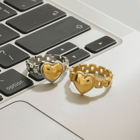 Heart Ring Stainless Steel Watch Strap Design Chain Band Waterproof Non Fading Jewelry For Women