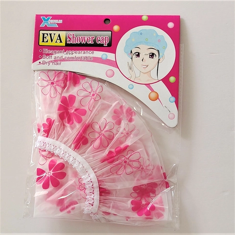 Waterproof Shower Cap EVA Material Elastic Band Reusable Floral Polka Dot Print For Women Adult Bathing Hair Protection