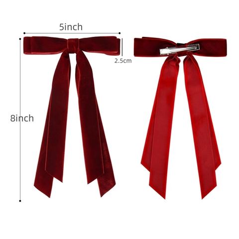 Élégant Nœud En Velours Barrette À Cheveux Avec Longs Rubans Style Français Vintage Épingle À Cheveux Accessoires Pour Femmes Filles