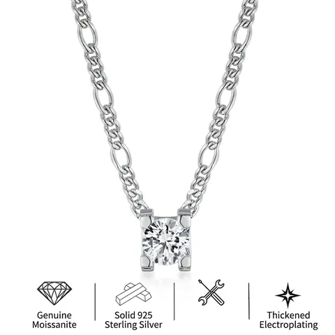 925 Sterling Silver Moissanite Pendant Necklace Hip Hop Cuban Figaro Chain Bull Head Clavicle Chain Jewelry For Couples