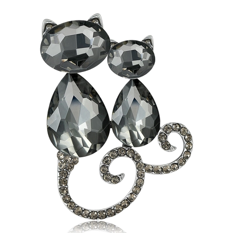 Süße Katzen Brosche Anstecknadel Legierung Mit Facettiertem Kristall Strass Tier Schmuck Für Damen Mode Accessoire