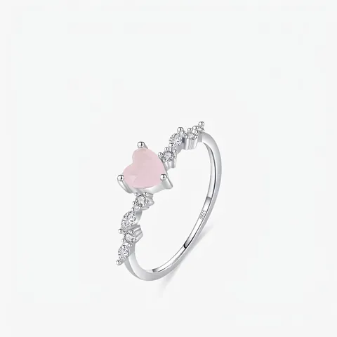 Rosa Herz Ring 925 Sterlingsilber Zirkonia Süßer Eleganter Romantischer Fingerschmuck Für Frauen Mädchen Geschenk