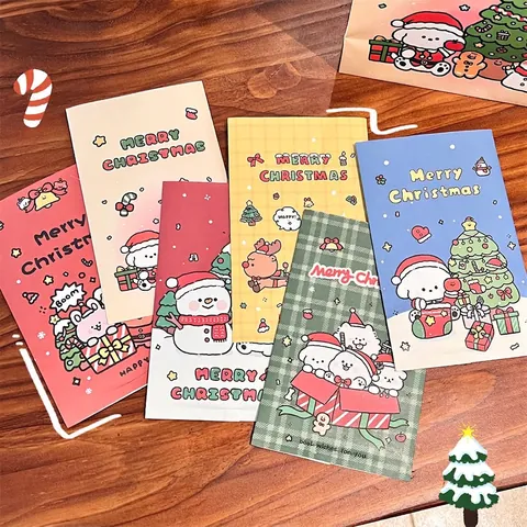 Sacchetto Imballaggio Natale Carta Kraft Bianca Resistente Olio Cane Cartone Animato Busta Regalo