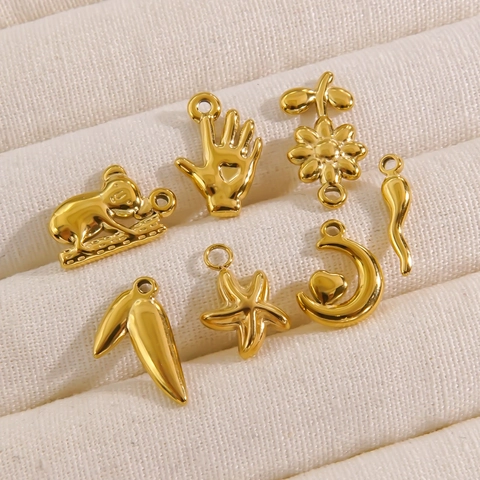 Ciondoli Pendenti DIY In Acciaio Inossidabile Placcati Oro 14K Forme Irregolari Stella Luna Koala Gioielli