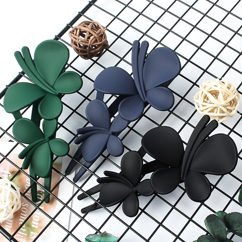 Butterfly Hair Clip Large Matte Plastic Frosted Double Butterfly Hair Claw Elegant Fashion Duckbill Clip For Women