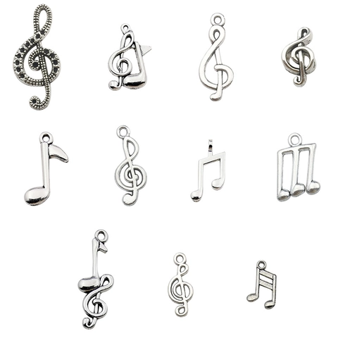 Music Note Pendants Alloy Musical Symbol Charms For Jewelry Making DIY Bracelet Necklace Accessory Treble Clef Style