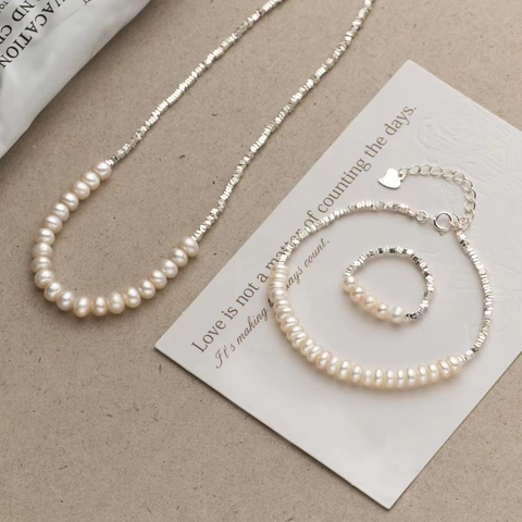 925 Sterlingsilber Naturperle Halskette Für Damen Unregelmäßige Silberperlen Minimalistisch Französischer Stil Schmuck