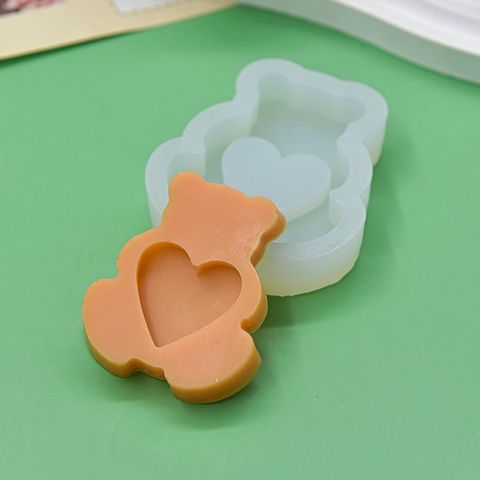 Heart Bear Silicone Mold DIY Baking Tool For Fondant Cake Chocolate Aromatherapy Soap Resin Craft Translucent Flexible