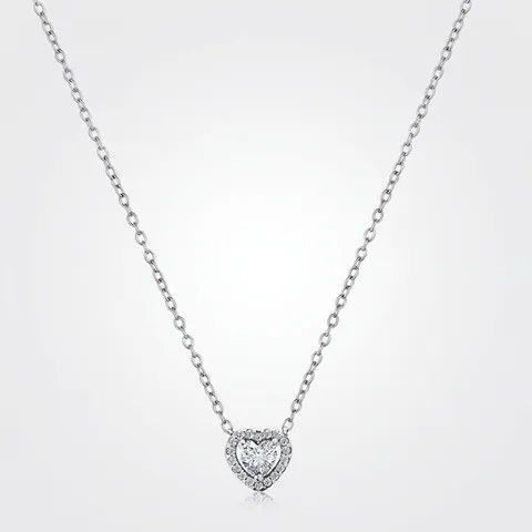 Herz Anhänger Halskette 925 Sterlingsilber Zirkonia Elegante Mode Schmuck Geschenk Für Frauen Zierlicher Funkelnder Stil