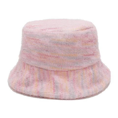 Gorro De Pescador De Punto Con Degradado De Colores Para Mujer Cálido Peluche Hilo De Poliéster Otoño Invierno Chic