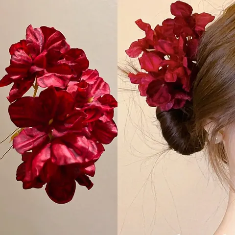 Forcina Per Capelli Con Fiore In Tessuto Retro U-Pin Dorato Sposa Matrimonio Copricapo Elegante Dolce Floreale Accessorio Donna