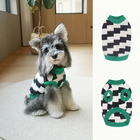 Gilet Maglione In Maglia Per Animali Domestici Motivo A Scacchi Geometrico Vestiti Caldi E Morbidi Per Cani Gatti Cuccioli