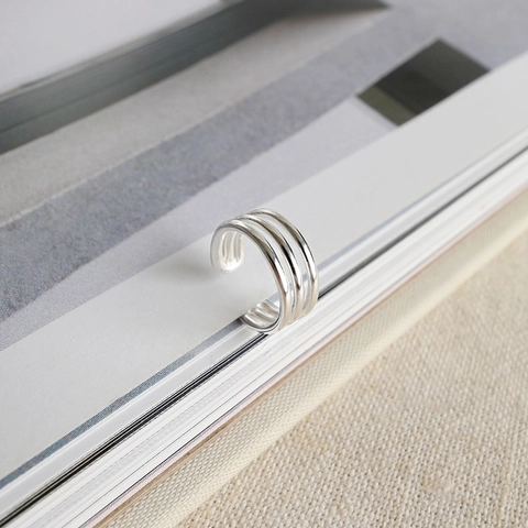 925 Sterling Silver Minimalist Double Triple Layer Ear Clips For Women Korean Style Geometric Non Pierced Earrings Fashion Jewelry