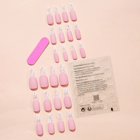 Uñas Postizas Largas De Ataúd Francesas Muñeco De Nieve Navidad Rosa Nude Mate Invierno Con Pegatinas Adhesivas Y Mini Lima