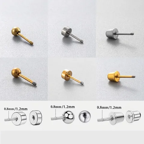 Postes De Pendientes De Acero Inoxidable Rosca Interna Pendientes De Perforación Bola Disco Plano Accesorios De Bricolaje