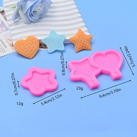 Stern Herz Form Silikonform Für DIY Backen Fondant Schokolade Harz Handwerk Texturiert Rosa Flexibel