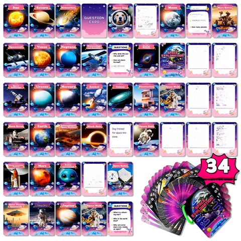 Carte Didattiche Realistiche sullo Spazio per Bambini Sistema Solare Pianeti Astronauti Carte di Apprendimento Scienza Regali