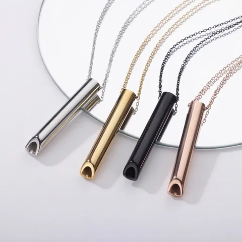 Collar De Respiración Consciente Colgante De Acero Inoxidable Para Meditación Alivio Del Estrés Joyería Minimalista