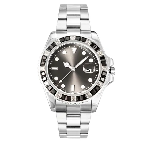 Orologio Al Quarzo Da Uomo Lusso Cinturino In Acciaio Inossidabile Lunetta Strass Impermeabile Data Luminoso Affari