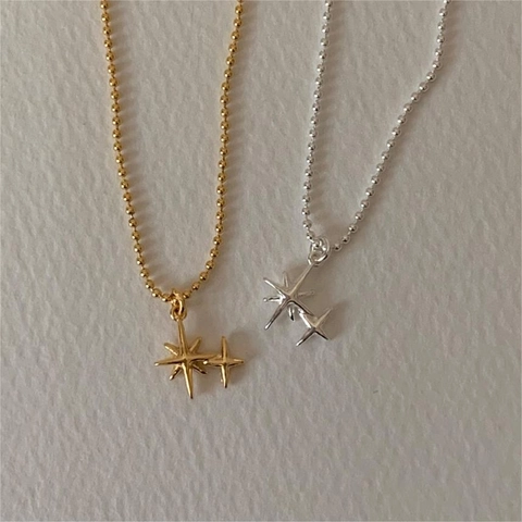 Collana Stella A Otto Punte Argento Sterling 925 Pendente Doppio Ottogramma Gioielli Minimalisti Stile Coreano
