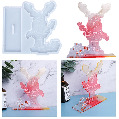 Christmas Reindeer Silicone Mold For DIY Epoxy Resin Desktop Ornament Crafting Tool Festive Holiday Decoration