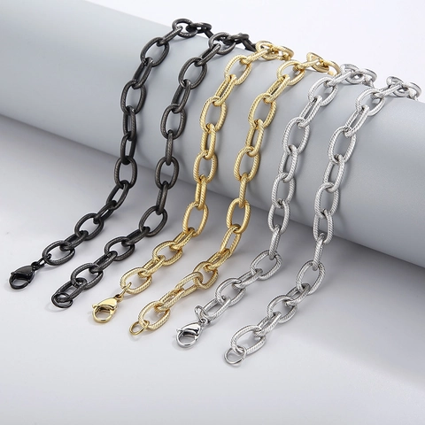 Collar De Cadena De Acero Inoxidable Con Textura Retorcida Diseño De Tornillo Minimalista Joyería Geométrica Unisex