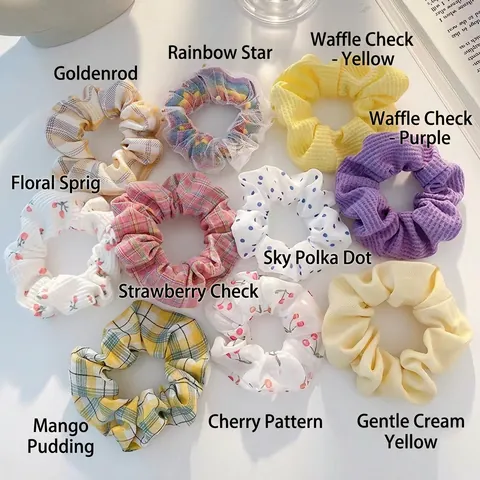 Floral Plaid Satin Organza Scrunchies Hair Ties Sweet Fresh Style Ponytail Holder Fashion Hair Accessories For Women Girls