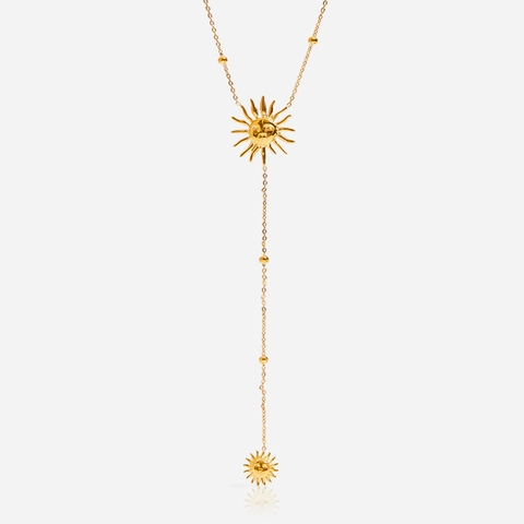 Collana Y Pendente Sole Placcata Oro 18K Acciaio Inossidabile Gioielli Estate Boho Minimalisti Donna Impermeabile Anallergico