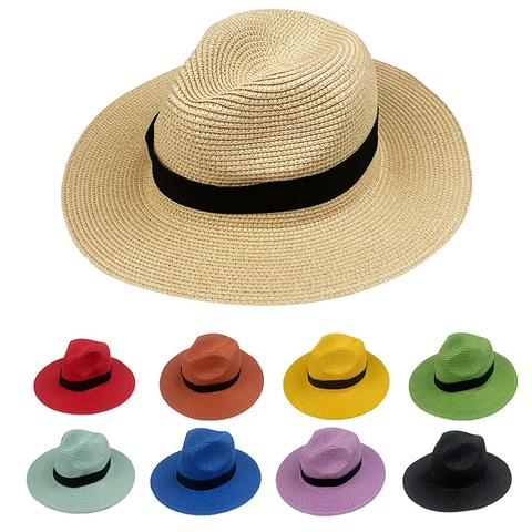 Ψάθινο Καπέλο Fedora Με Φαρδύ Γείσο Αντηλιακό Αναπνεύσιμο Αναδιπλούμενο Χάρτινη Ψάθα Καλοκαιρινές Διακοπές Στιλ Παναμά Για Γυναίκες Άνδρες