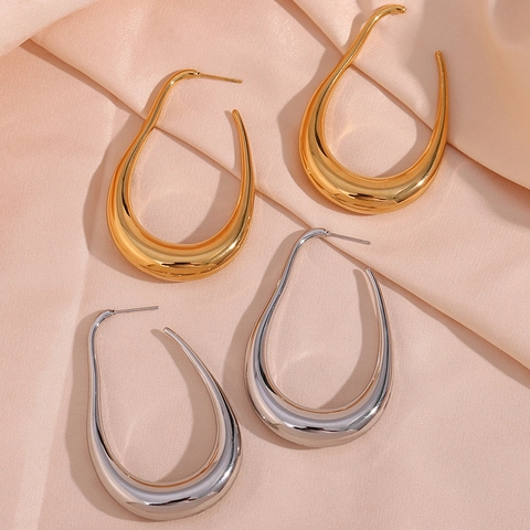 Minimalistische Edelstahl Tropfen Ohrringe Für Damen Leicht Große Hohl Kurve Geometrisch Mode Ohrschmuck