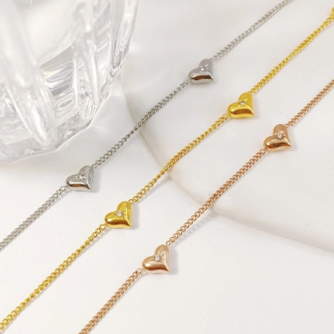 Herzförmiges Zirkon Armband Für Frauen Edelstahl Minimalistisch Elegant Verstellbar Schmuck Geschenk