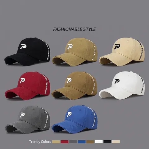 Cotton Distressed Baseball Cap Washed Letter Embroidery Adjustable Dad Hat Outdoor Casual Sport For Men Women