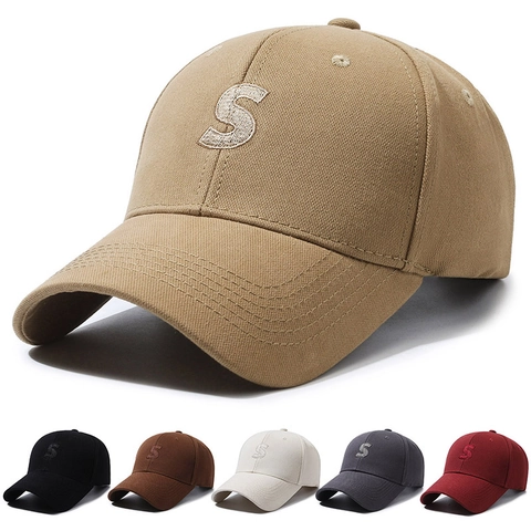 Baseball Cap Cotton Twill Embroidered S Letter Adjustable Sun Hat For Large Head Casual Unisex Sporty Outdoor Accessory