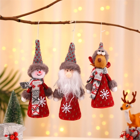 Decorazioni Natalizie Appese Albero Di Natale Bambole Angelo Babbo Natale Renna Pupazzo Di Neve In Maglia Peluche Per Festa