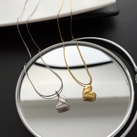 Collana Con Pendente A Cuore Acciaio Inossidabile Minimalista Elegante Catena Da Clavicole Gioielli Di Moda Per Donna