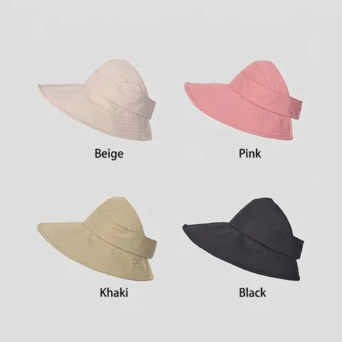 Japanese Style Simple Wide Brim Sun Visor Hat Women UV Protection Nylon Quick Dry Foldable Outdoor Beach Travel