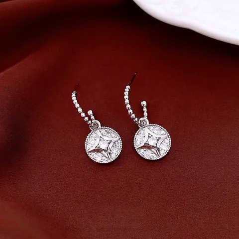 Runde Sternenanhänger Ohrringe Mit 925 Sterling Silber Ohrstecker Kupfer Zirkonia Luxus Mode Damen Accessoire