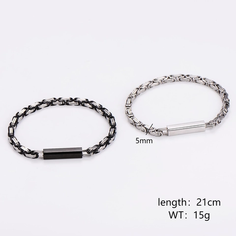 Bracciale A Catena Bizantina 304 Acciaio Inossidabile Intrecciato Geometrico Maglie Quadrate Punk Hip Hop Streetwear Per Uomo E Donna