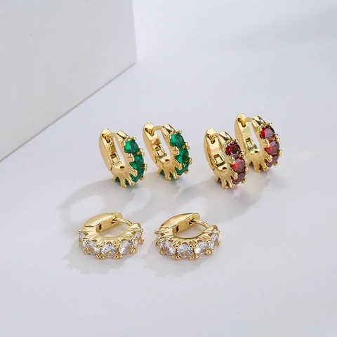 Orecchini A Cerchio Vintage In Rame Placcato Oro 18K Micro Intarsiati Di Zircone Stile Retro INS Gioielli Donna